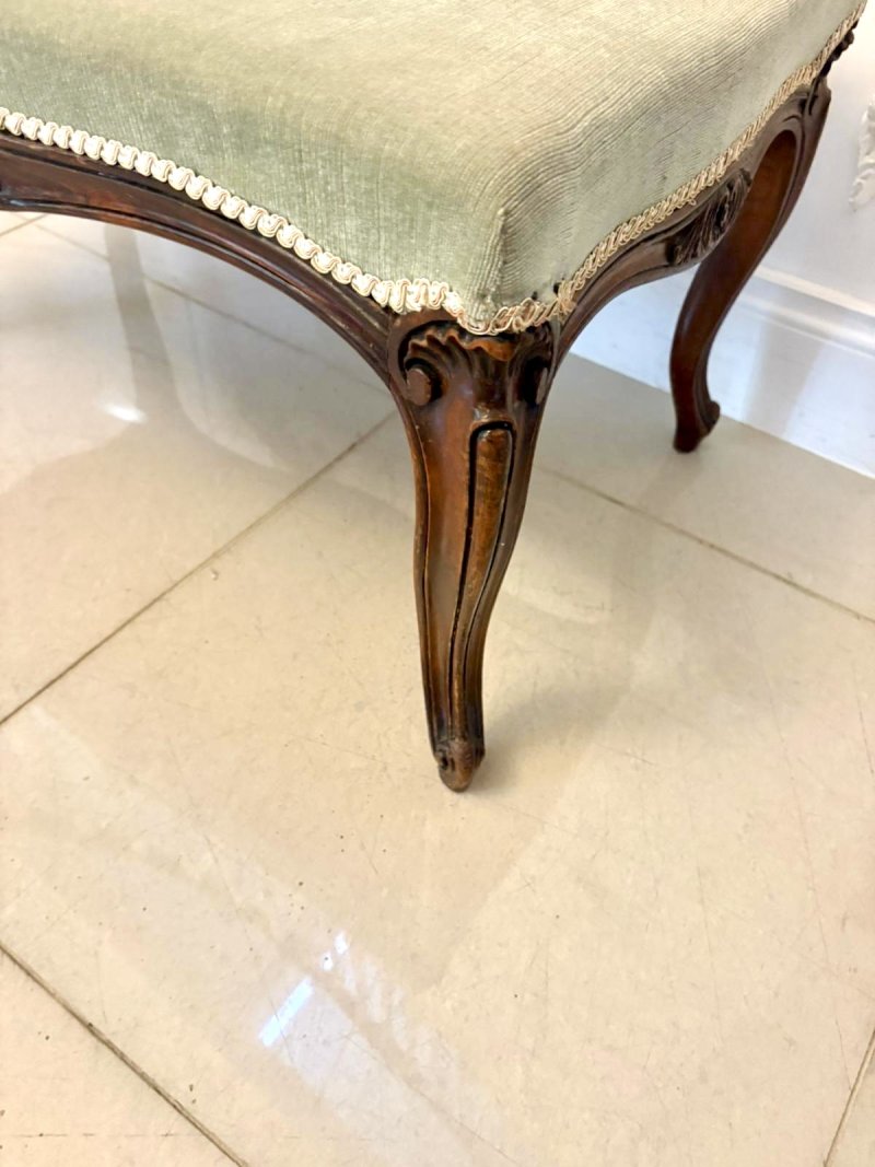 Large Antique Victorian Quality Carved Walnut Stool